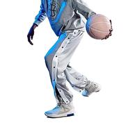 Pantaloni da Allenamento da Basket Larghi Casual da Uomo, Jogging Sportivi da Uomo a Righe Laterali, Sweatpants con Bottoni Laterali Pantaloni, con Gamba Aperta e Tasche,A,XL