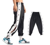 Pantaloni da Allenamento da Basket Larghi Casual da Uomo, Jogging Sportivi da Uomo a Righe Laterali, Sweatpants con Bottoni Laterali Pantaloni, con Gamba Aperta e Tasche,D,XXL