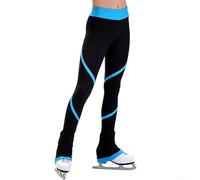 Pantaloni da allenamento da donna per pattinaggio artistico, leggings a righe con alta elasticità per salti e giri, collant aderenti traspiranti per pratica di pista, nero, taglia L (L)