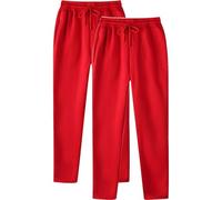Pantaloni da allenamento da uomo, stile hip hop, casual, tinta unita, con lacci, con tasche, 2 pezzi, pantaloni con cavallo profondo da uomo, Colore: rosso, L