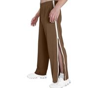 Pantaloni Da Allenamento, Pantaloni Da Riabilitazione, Pantaloni Da Jogging Per Uomo, Apertura Laterale, Pantaloni Sportivi Con Cerniera Completa, Marrone chiaro, L