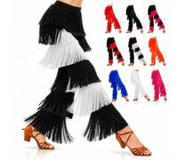 Pantaloni da Ballo da Donna con Frange A Strati, Ideali per Allenamento, Latino, Salsa, Rumba E Tango; Dotati di Vita Elasticizzata, Perfetti per La Pratica della Danza