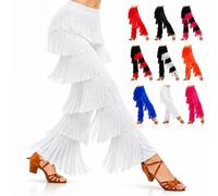 Pantaloni da Ballo da Donna con Frange A Strati, Ideali per Allenamento, Latino, Salsa, Rumba E Tango; Dotati di Vita Elasticizzata, Perfetti per La Pratica della Danza