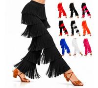 Pantaloni da Ballo da Donna con Frange A Strati, Ideali per Allenamento, Latino, Salsa, Rumba E Tango; Dotati di Vita Elasticizzata, Perfetti per La Pratica della Danza