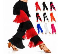 Pantaloni da Ballo da Donna con Frange A Strati, Ideali per Allenamento, Latino, Salsa, Rumba E Tango; Dotati di Vita Elasticizzata, Perfetti per La Pratica della Danza