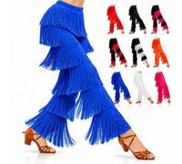 Pantaloni da Ballo da Donna con Frange A Strati, Ideali per Allenamento, Latino, Salsa, Rumba E Tango; Dotati di Vita Elasticizzata, Perfetti per La Pratica della Danza