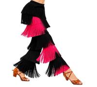 Pantaloni da Ballo da Donna con Frange A Strati, Ideali per Allenamento, Latino, Salsa, Rumba E Tango; Dotati di Vita Elasticizzata, Perfetti per La Pratica della Danza