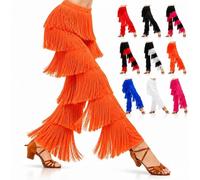Pantaloni da Ballo da Donna con Frange A Strati, Ideali per Allenamento, Latino, Salsa, Rumba E Tango; Dotati di Vita Elasticizzata, Perfetti per La Pratica della Danza
