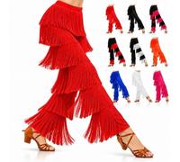 Pantaloni da Ballo da Donna con Frange A Strati, Ideali per Allenamento, Latino, Salsa, Rumba E Tango; Dotati di Vita Elasticizzata, Perfetti per La Pratica della Danza