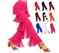 Pantaloni da Ballo da Donna con Frange A Strati, Ideali per Allenamento, Latino, Salsa, Rumba E Tango; Dotati di Vita Elasticizzata, Perfetti per La Pratica della Danza