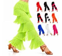 Pantaloni da Ballo da Donna con Frange A Strati, Ideali per Allenamento, Latino, Salsa, Rumba E Tango; Dotati di Vita Elasticizzata, Perfetti per La Pratica della Danza