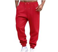 Pantaloni da corsa da uomo elasticizzati atletici da uomo a gamba dritta pieghettata con polsino base gamba autunno estate pantaloni 2025, J-524 Rosso, 3XL