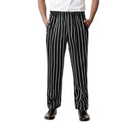 Pantaloni da cuoco da uomo con stampa a righe, taglie forti, pantaloni da lavoro, pantaloni da lavoro, pantaloni da cuoco traspiranti, pantaloni da lavoro, pantaloni da forno, bianco, XL