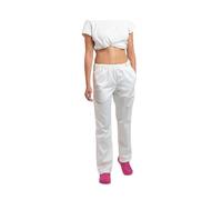 Pantaloni da Divisa Donna per Dentiste, Estetiste, Infermiere e Operatrici Sanitarie (IT, Testo, XL, Regular, Regular, Bianco)
