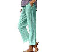 Pantaloni da donna a gamba dritta a gamba larga in misto cotone misto lino elastico in vita pantaloni casual per primavera autunno versatile design a lunghezza intera confortevole traspirante, 03