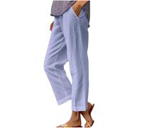 Pantaloni da donna a gamba dritta a gamba larga in misto cotone misto lino elastico in vita pantaloni casual per primavera autunno versatile design a lunghezza intera confortevole traspirante, 03
