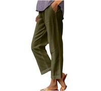 Pantaloni da donna a gamba dritta a gamba larga in misto cotone misto lino elastico in vita pantaloni casual per primavera autunno versatile design a lunghezza intera confortevole traspirante, 03