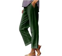 Pantaloni da donna a gamba dritta a gamba larga in misto cotone misto lino elastico in vita pantaloni casual per primavera autunno versatile design a lunghezza intera confortevole traspirante, 01