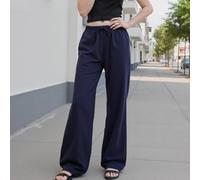 Pantaloni da donna a gamba larga, a vita alta, casual, a palazzo, vestibilità comoda, con tasche, per lavoro, viaggi, uso quotidiano