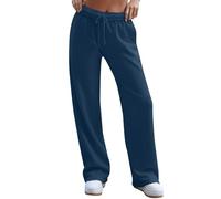 Pantaloni da donna a gamba larga a vita alta pantaloni da jogging elasticizzati larghi pantaloni a palazzo tinta unita con coulisse pantaloni leggeri comodi a gamba dritta pantaloni della tuta da