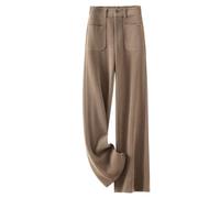 Pantaloni da donna a gamba larga in velluto a coste spesso foderato in pile casual, Colore moka [foderato in pile e ispessito], XL lungo