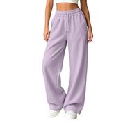 Pantaloni da donna a gamba larga, pantaloni a vita alta con coulisse | Le gambe larghe e a lunghezza intera cadono da una vita arricciata con coulisse visibile; la forma semplice da infilare non è