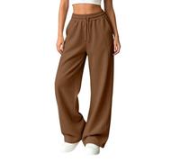Pantaloni da donna a gamba larga, pantaloni a vita alta con coulisse | Le gambe larghe e a lunghezza intera cadono da una vita arricciata con coulisse visibile; la forma semplice da infilare non è