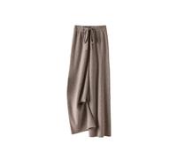 Pantaloni da donna a maglia a terra, con coulisse elastica in vita pantaloni a gamba dritta, pantaloni casual a vita alta, cachi, L