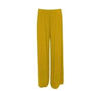 Pantaloni da donna a palazzo a gamba larga svasati elasticizzati taglie forti tinta unita taglie 8-26 pantaloni casual da donna, Senape, 48-50