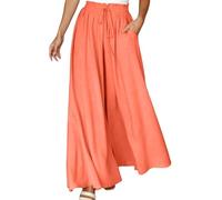 Pantaloni da donna, a vita alta, pantaloni da yoga, hippie, pantaloni da spiaggia, stile palazzo, taglie forti, 3/4, Colore: arancione., XXL