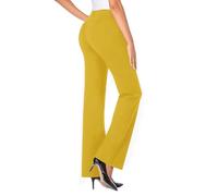 Pantaloni da donna a zampa, a vita alta, larga, in tinta unita, elasticizzati, sottili, comodi, per attività all'aperto, vita elasticizzata, per il tempo libero, con tasche e passanti per cintura