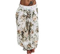Pantaloni da donna alla moda con stampa sulle gambe casual, tasche spaziose per un comfort confortevole e una vestibilità ampia, rosa intenso, S