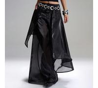 Pantaloni da donna alla moda neri autunnali stile gotico hip hop disco pitbull concerto colore unito gamba ampia minimalismo streetwear Y2K per pendolarismo lavoro Ibiza L,M,S,XL,XSColore unicoTessuto