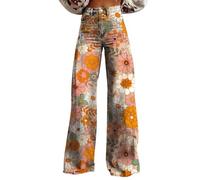 Pantaloni da donna anni '70 - Pantaloni Boho anni '60 hippie fiori a vita alta, abbigliamento da discoteca, pantaloni da yoga, pantaloni in denim, jeans vintage ricamati, eleganti jeans a tubo, jeans