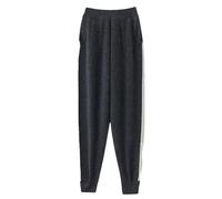 Pantaloni da donna Autunno Inverno Lavorato A Maglia Percent% Lana Merino A Righe Pantaloni Gamba Piccola, Grigio scuro9, L