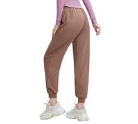 Pantaloni da donna Business Casual Cintura Track Airy Yoga per Champagne Lino Intervista Morbido Vestito Striscia Donna, Caff, L