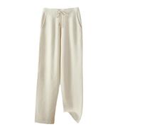 Pantaloni da donna casual caldi ispessiti a gamba piccola Autunno Inverno Percento% lana merino pantaloni lavorati a maglia, Beige, L