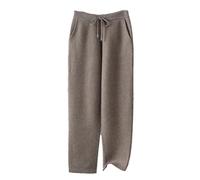 Pantaloni da donna casual caldi ispessiti a gamba piccola Autunno Inverno Percento% lana merino pantaloni lavorati a maglia, Marrone scuro, L