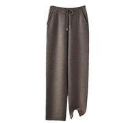Pantaloni da donna casual caldi ispessiti a gamba piccola Autunno Inverno Percento% lana merino pantaloni lavorati a maglia, Lighttan, L
