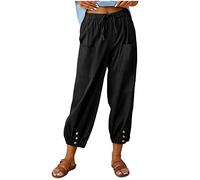 Pantaloni da donna cintura yoga morbido mimetico fantasia smoking pantaloni champagne business suit joggers confortevole ufficio palestra pantaloni tuta, Nero , S