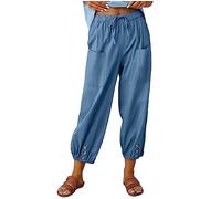 Pantaloni da donna cintura yoga morbido mimetico fantasia smoking pantaloni champagne business suit joggers confortevole ufficio palestra pantaloni tuta, Blu, S