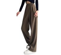Pantaloni da donna comodi svasati da viaggio eleganti estivi floreali per lavoro alla moda slim check coulisse in pelle pantaloni da tuta da donna, Marrone, XXL