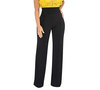 Pantaloni da donna con gamba dritta, elasticizzati, comodi, solidi, classici, a vita alta, gamba larga, pantaloni lunghi da lavoro, ufficio Apart, Nero , M