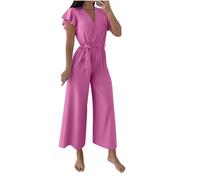 Pantaloni da donna con nodo a gamba dritta, gamba lunga, vestibilità ampia, un pezzo, per l'estate e l'autunno 2025, U-929 Rosa, XXL