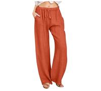 Pantaloni da donna da trekking con tasche Country Fit Slim Pantaloni in lino striscia Jogger Camouflage lusinghiero floreale retrò donna palestra tuta fondo, Arancione, L