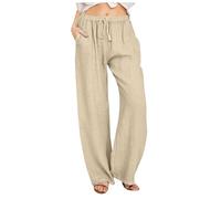 Pantaloni da donna da trekking con tasche Country Fit Slim Pantaloni in lino striscia Jogger Camouflage lusinghiero floreale retrò donna palestra tuta fondo, cachi, XL