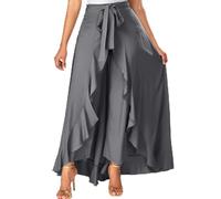 Pantaloni da donna Eleganti Cravatta in Vita Irregolare Orlo a volant Culottes Split Gonne Lunghe Eleganti Fluide Gamba Larga Pantaloni Palazzo per Estate Casual Abbigliamento da lavoro I miei ordini