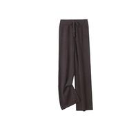 Pantaloni da donna in 100% lana lavorata a maglia, pantaloni a gamba larga, pantaloni caldi morbidi e caldi, casual in tinta unita, Marrone scuro, S