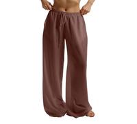 Pantaloni da donna in cotone elasticizzato pantaloni larghi in cotone per le donne, pantaloni palazzo di colore puro, pantaloni casual a gamba larga, pantaloni lunghi comodi traspiranti boho pantaloni