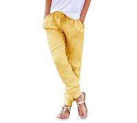 Pantaloni da donna in cotone espandibile in vita da lavoro con tasche cintura jeans per donna casual allenamento attivo in pelle a compressione lino atletico, Ye1., L